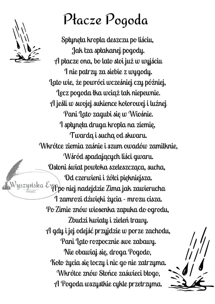 Poezja, Ewa Wyszyńska "Płacze pogoda"